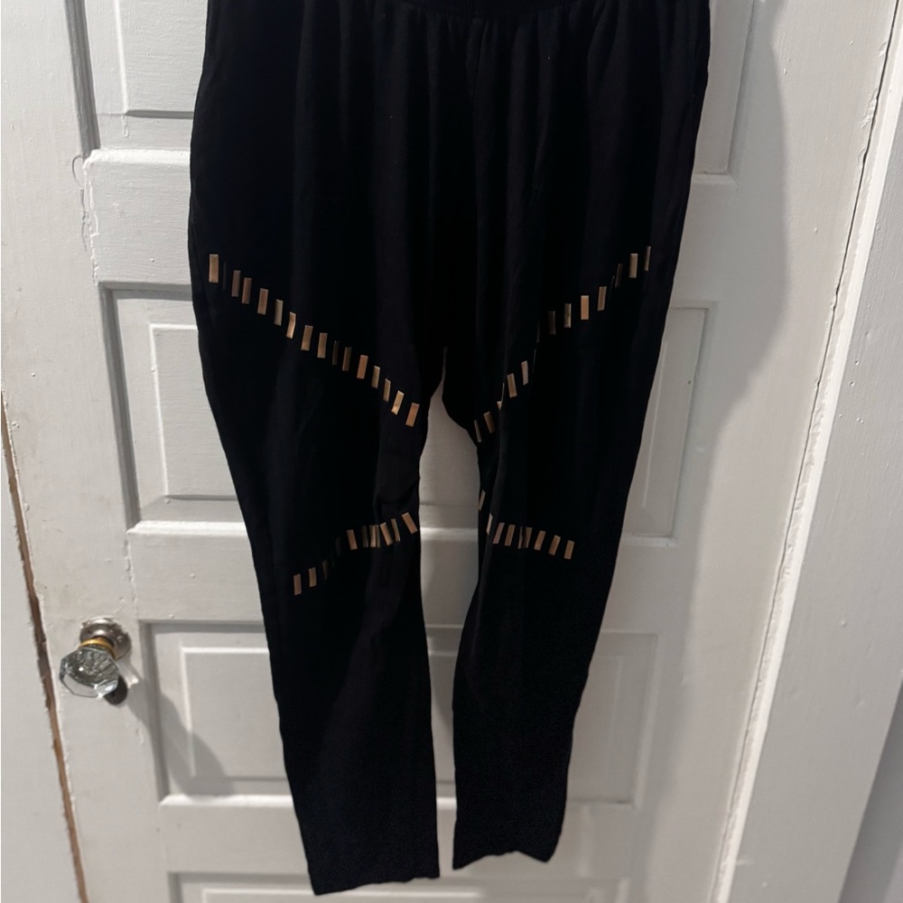 Torrid Black Leggings with Gold Accents